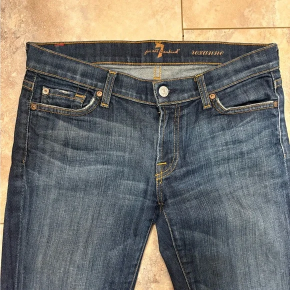 7 For All Mankind Roxanne Straight Leg Denim Blue Jeans Womens Size 28